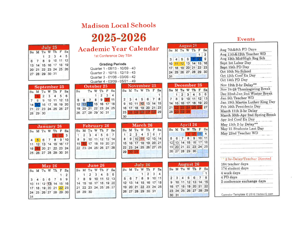 2025-26 School Calendar 